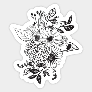 Wonderful flowers in black and white Sticker